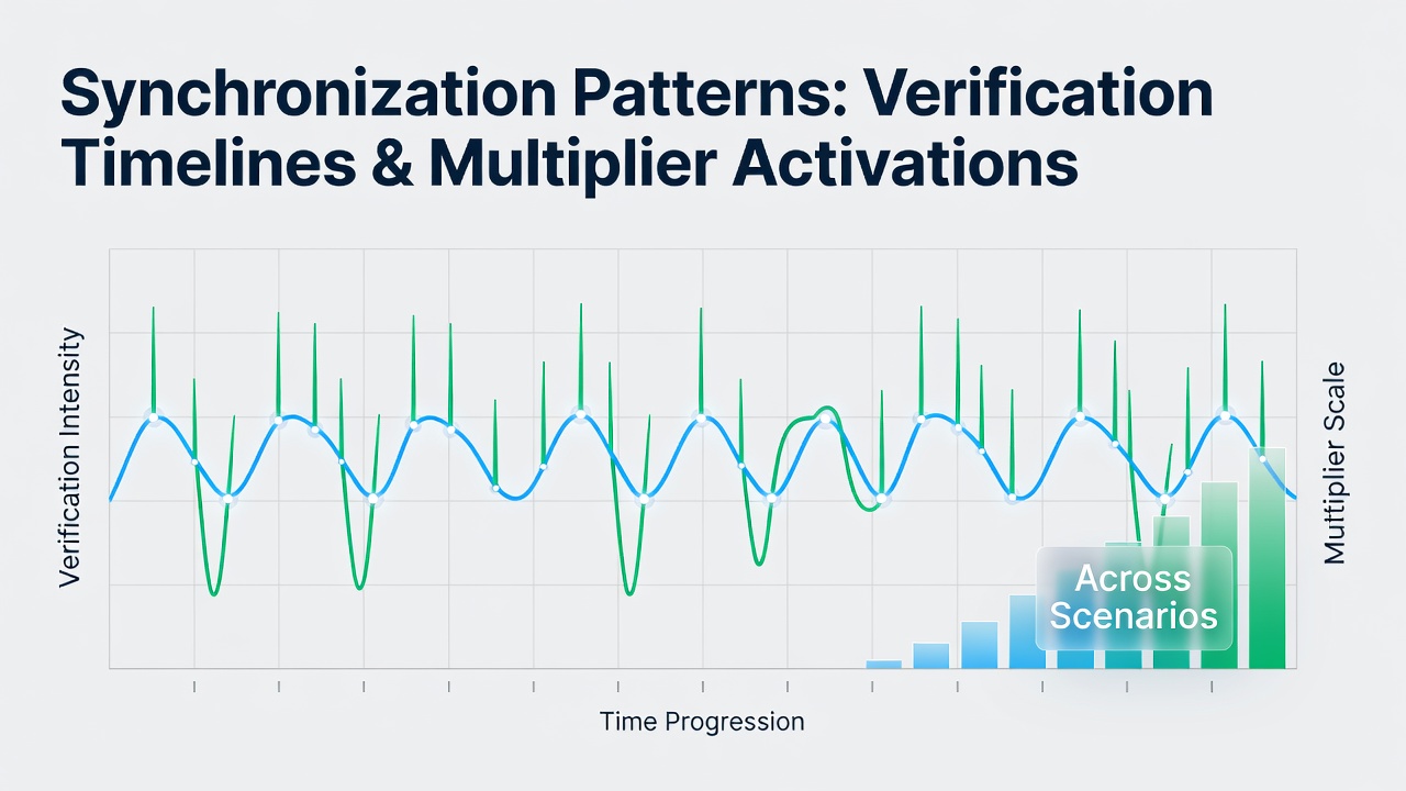 Chart displaying synchronization offsets between account verification completion and bonus multiplier triggers in app-based table games