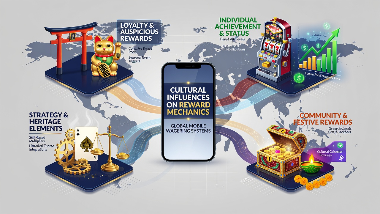 Mobile screens displaying culturally themed reward notifications from various global wagering apps