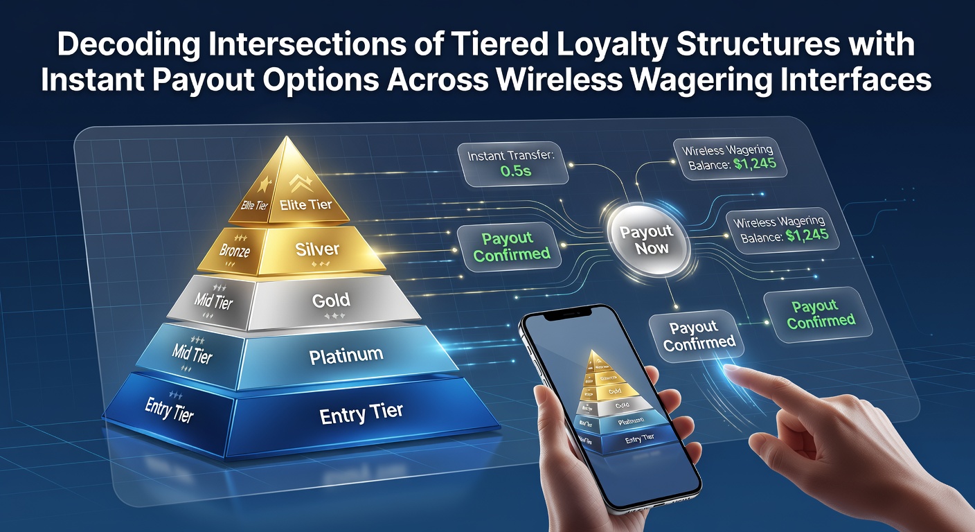 Wireless wagering interface displaying tiered loyalty rewards alongside instant payout options on a mobile device