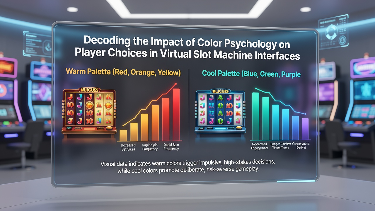 Close-up view of slot game reels highlighting contrasting color psychology elements used to direct player focus