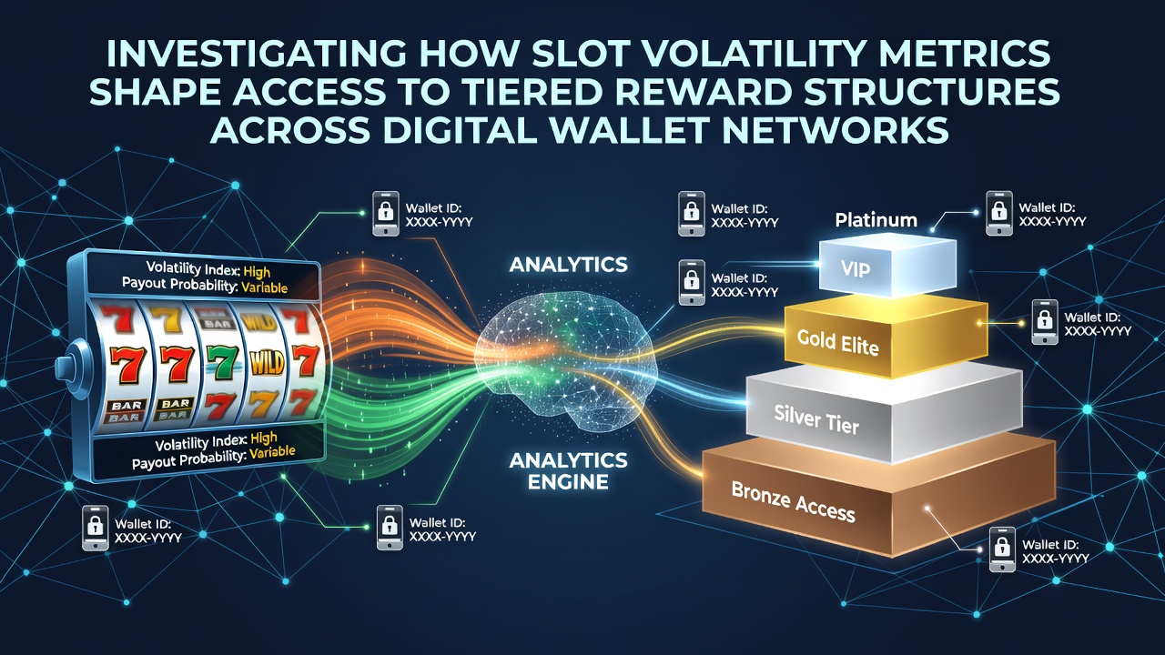 Digital wallet interface displaying slot game volatility data alongside tiered reward progress indicators