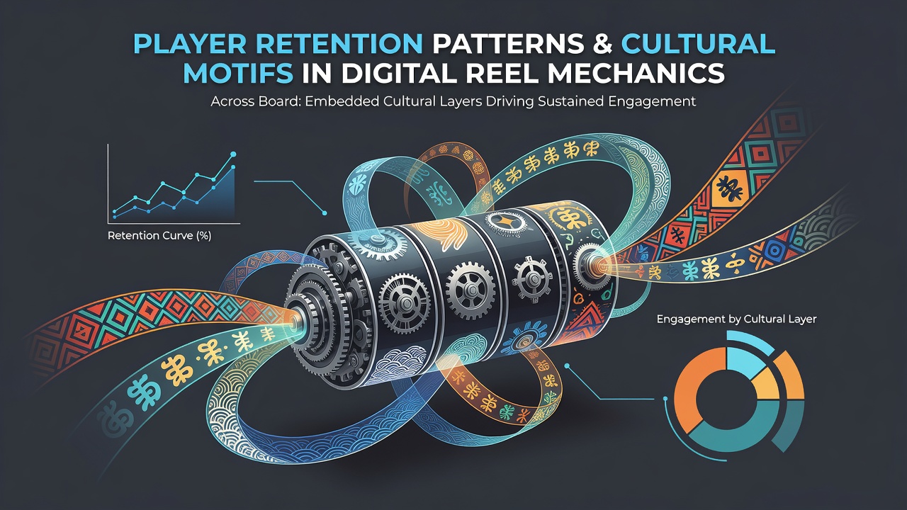 Analytics dashboard showing player retention rates connected to cultural reel symbols on a borderless gaming platform