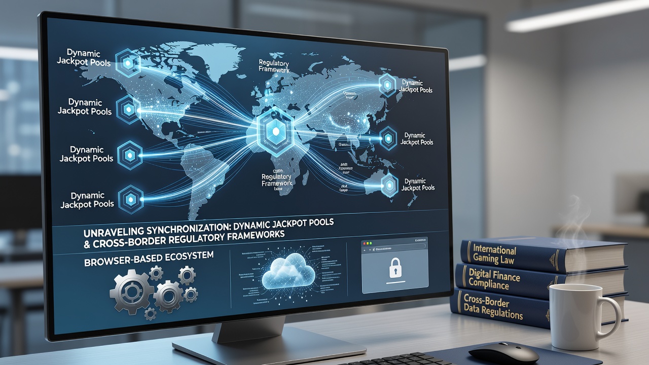 Technical diagram of cross-border jackpot data flow in browser wagering systems